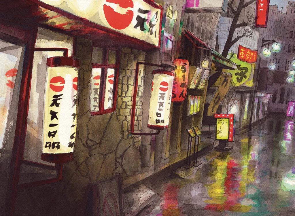 Paul Madonna - Drawing - Shinjuku_rain