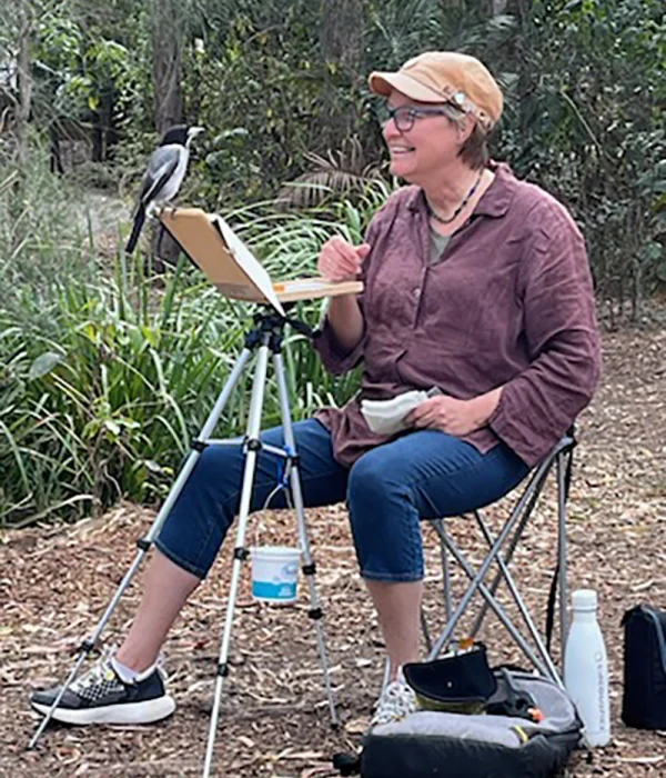 deb mostert sketching on location